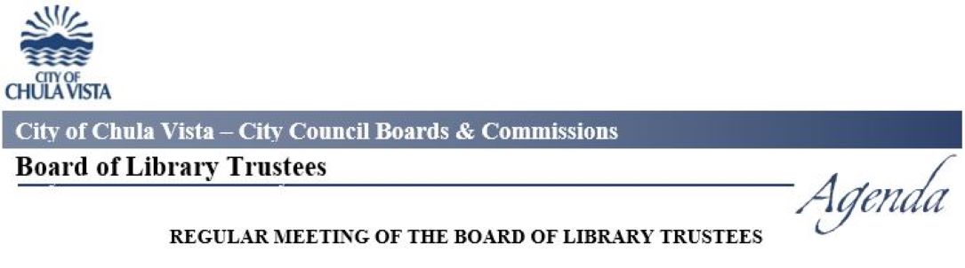 Board of Library Trustees Regular Meeting Logo