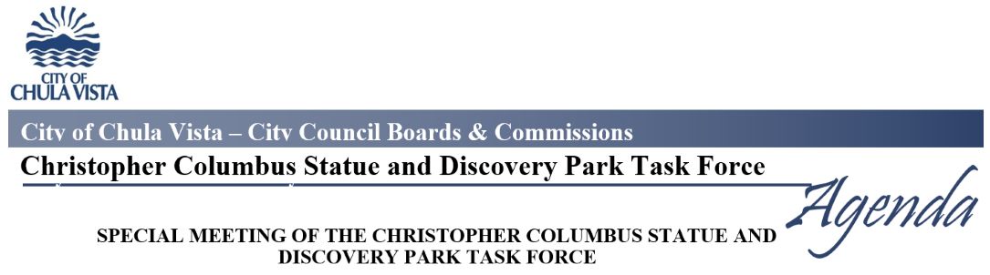 Christopher Columbus Task Force  Regular Meeting Logo